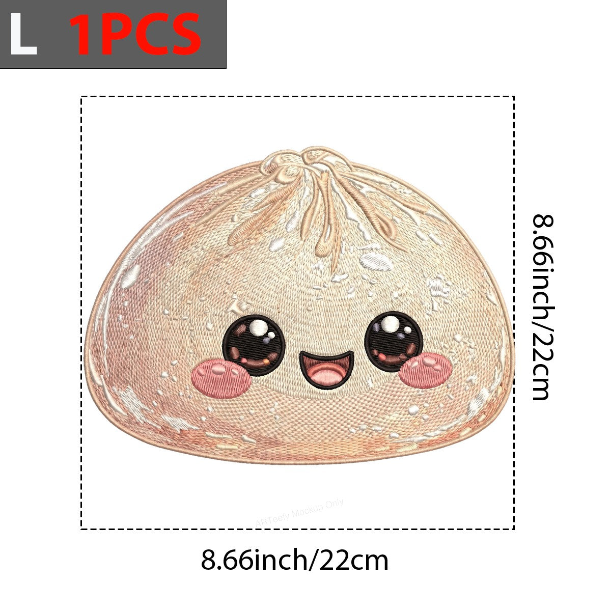 DTF Heat Transfer Cute Kawaii Dumpling Face Embroidery Style Graphic for T Shirts Hoodies and Tote Bags - 7