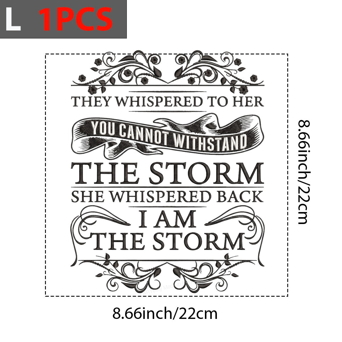 DTF Heat Transfer “They Whispered To Her I Am The Storm” Feminine Script Graphic for T Shirts Hoodies and Tote Bags - 7