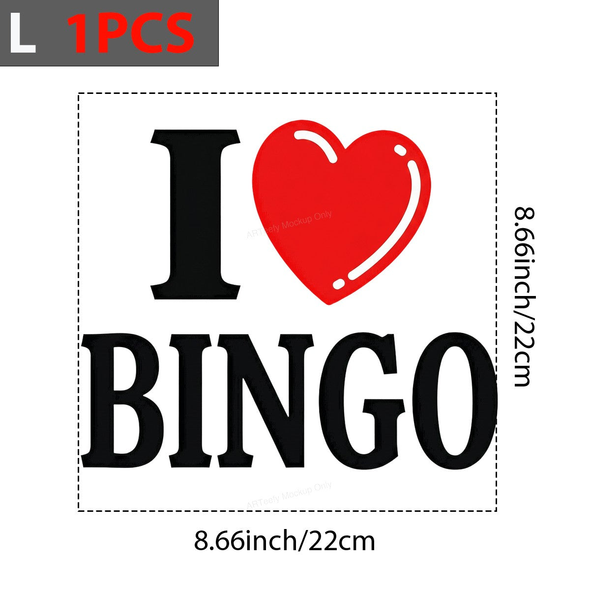 DTF Heat Transfer I Love Bingo Red Heart Bold Lettering Graphic for T Shirts Hoodies and Tote Bags - 7