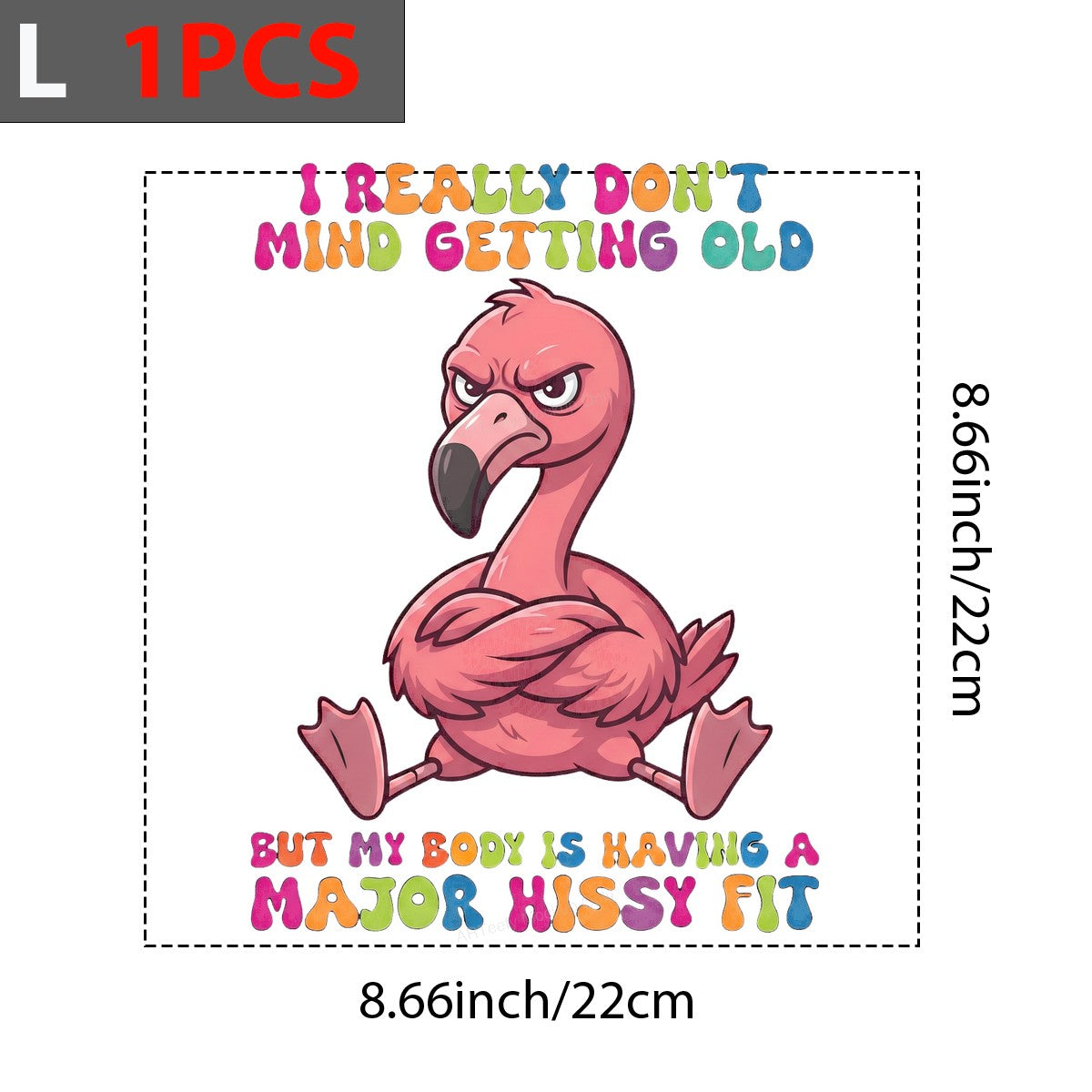 Funny Graphic Transfer Grumpy Flamingo I Really Don’t Mind Getting Old Quote Cartoon Design for T Shirts Hoodies and Gifts - 7