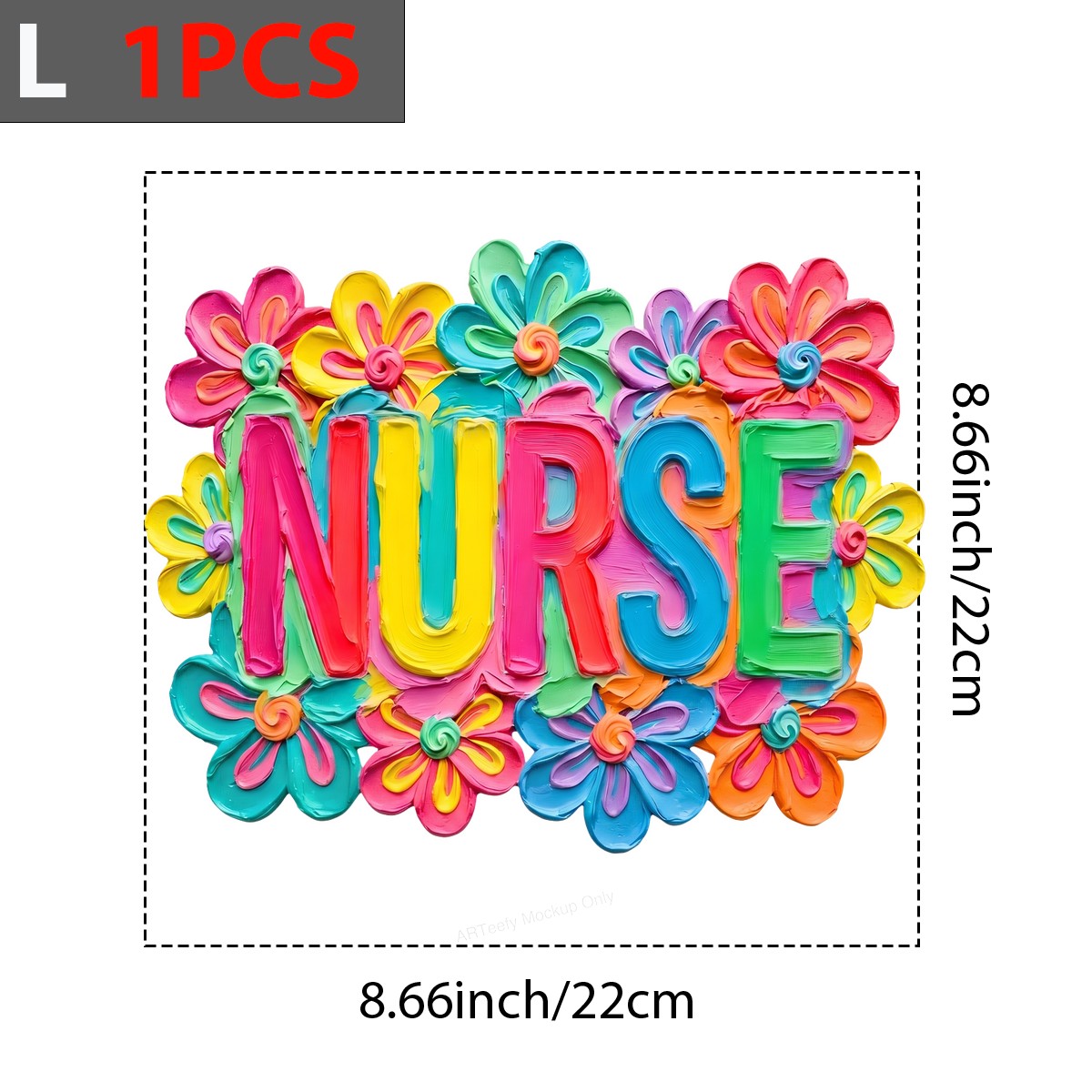 DTF Heat Transfer Colorful Nurse Text with Bright Floral Graphic for T Shirts Hoodies and Tote Bags - 7
