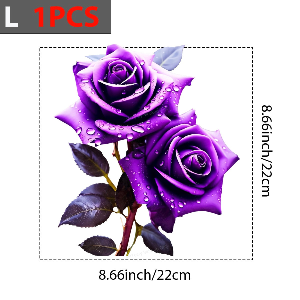 DTF Heat Transfer Purple Rose Bouquet with Water Droplets Graphic for T Shirts Hoodies and Tote Bags - 7