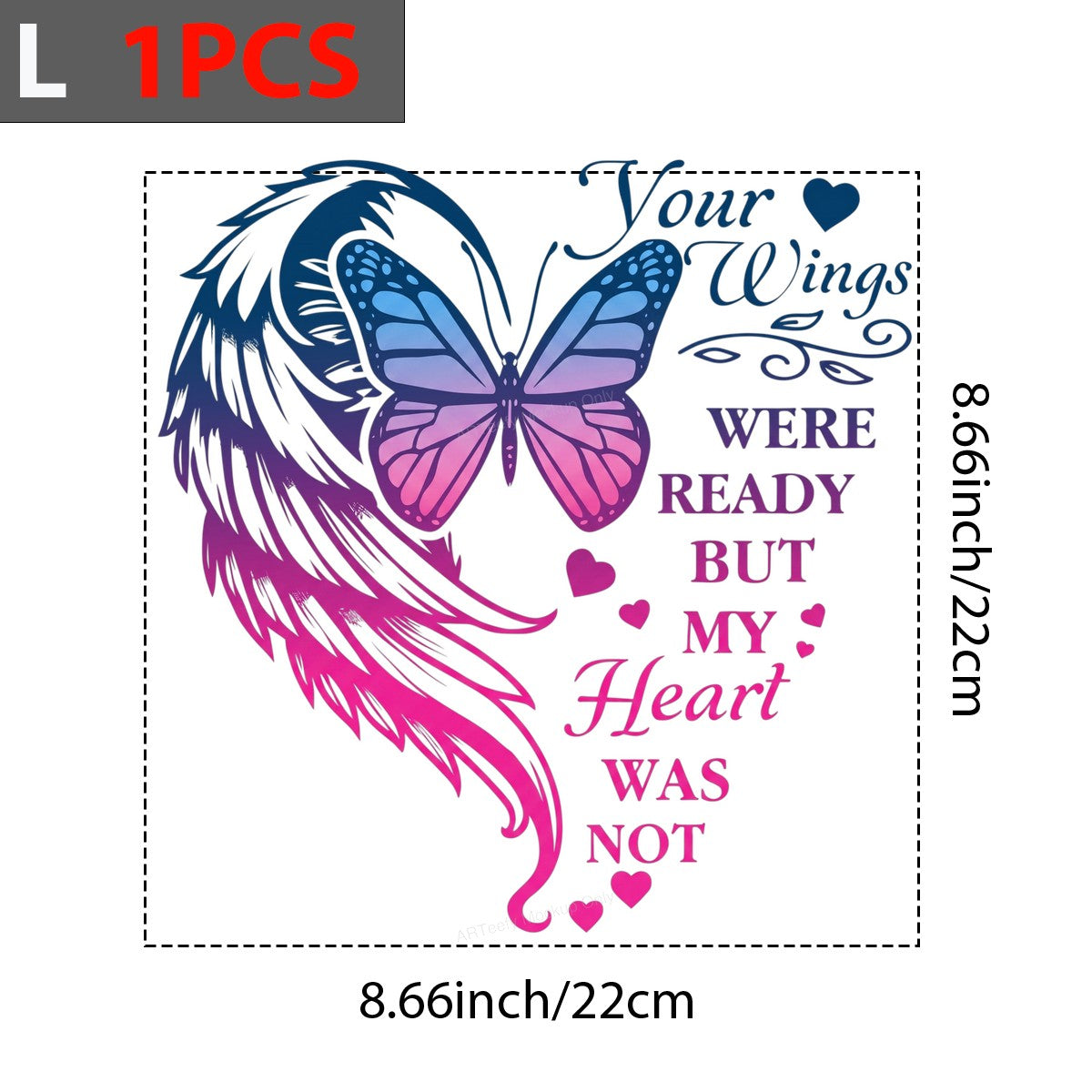 DTF Transfer Your Wings Were Ready Memorial Butterfly and Angel Wing Heart Graphic for T Shirts Hoodies and Tote Bags - 7