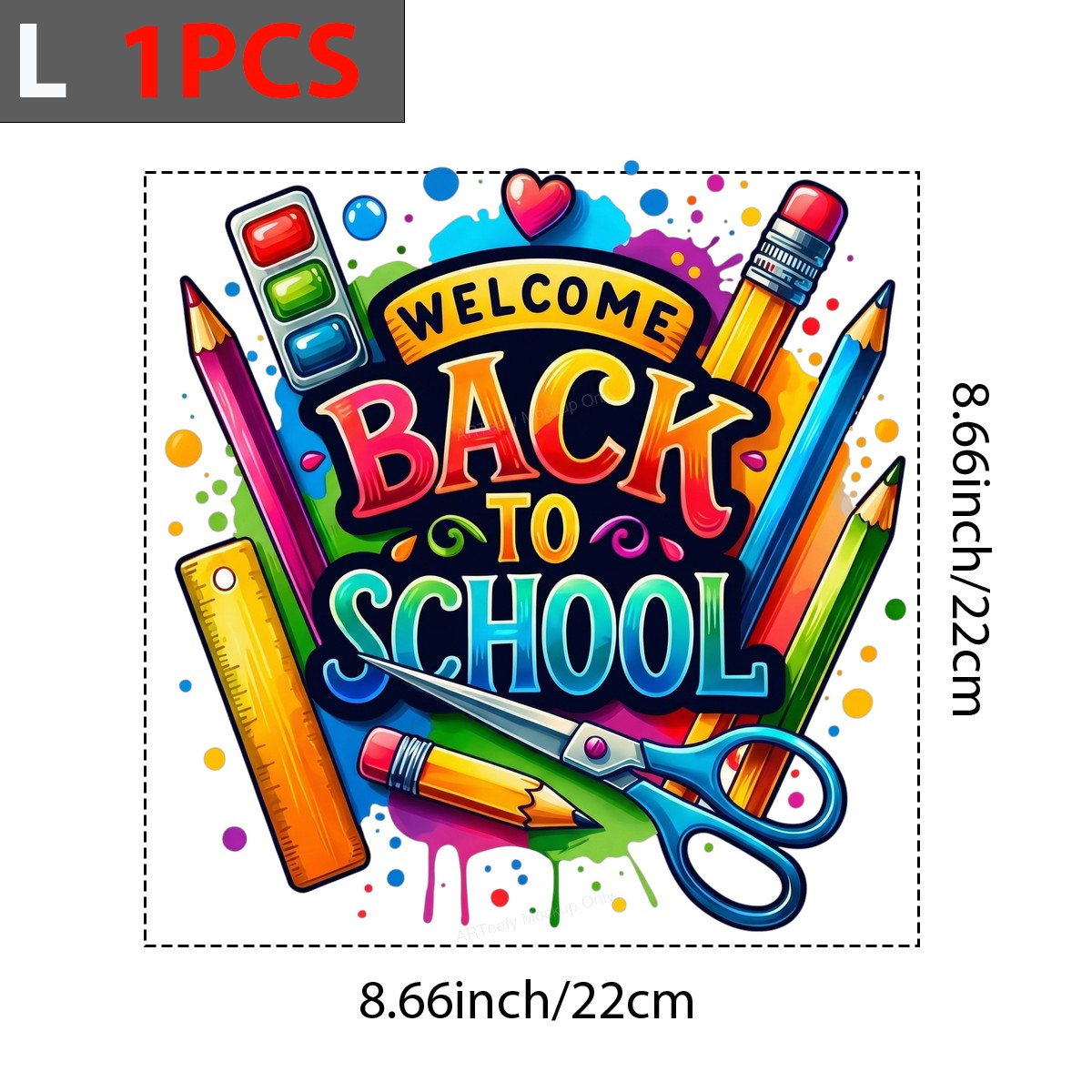DTF Transfer Welcome Back To School Colorful Pencil and Ruler Graphic for Teacher Shirts and Classroom Apparel - 7