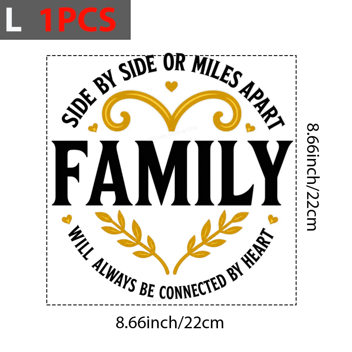 DTF Transfer Family Side By Side or Miles Apart Heart Quote Laurel Graphic for T Shirts Hoodies and Gifts - 7