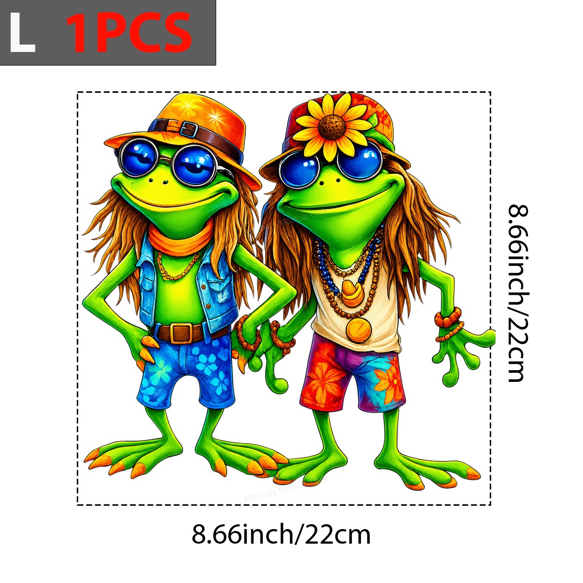 DTF Transfer Hippie Frogs with Sunglasses Tropical Graphic for T Shirts Hoodies and Summer Beachwear - 7