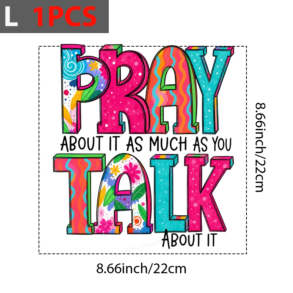 Christian Heat Transfer Pray About It As Much As You Talk About It Colorful Lettering Graphic for T Shirts Hoodies and Tote Bags - 7