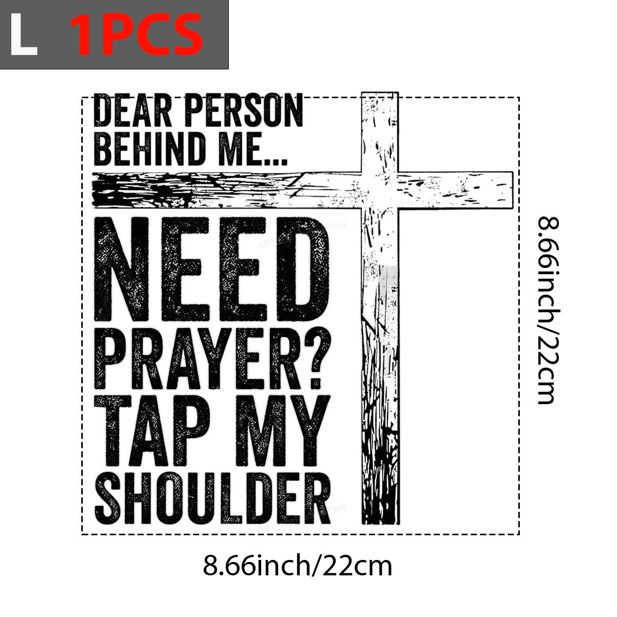 Christian Heat Transfer Need Prayer Tap My Shoulder Quote with Distressed Cross Graphic for T Shirts Hoodies and Tote Bags - 7