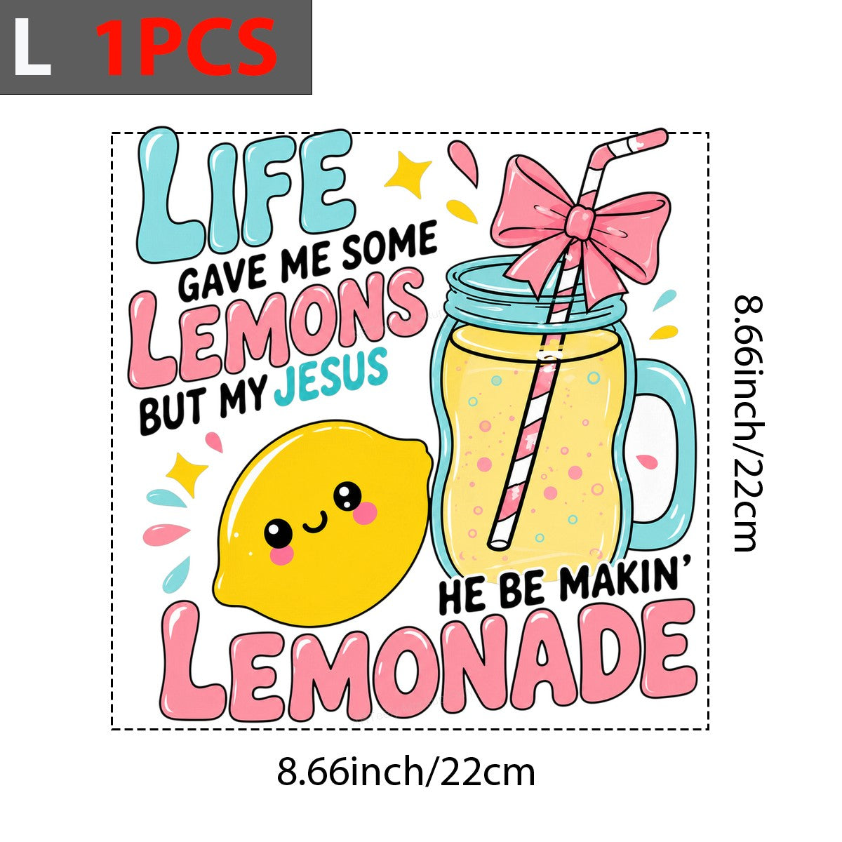 Christian Heat Transfer Life Gave Me Lemons My Jesus Makes Lemonade Cute Lemon and Mason Jar Graphic for T Shirts Hoodies and Tote Bags - 7