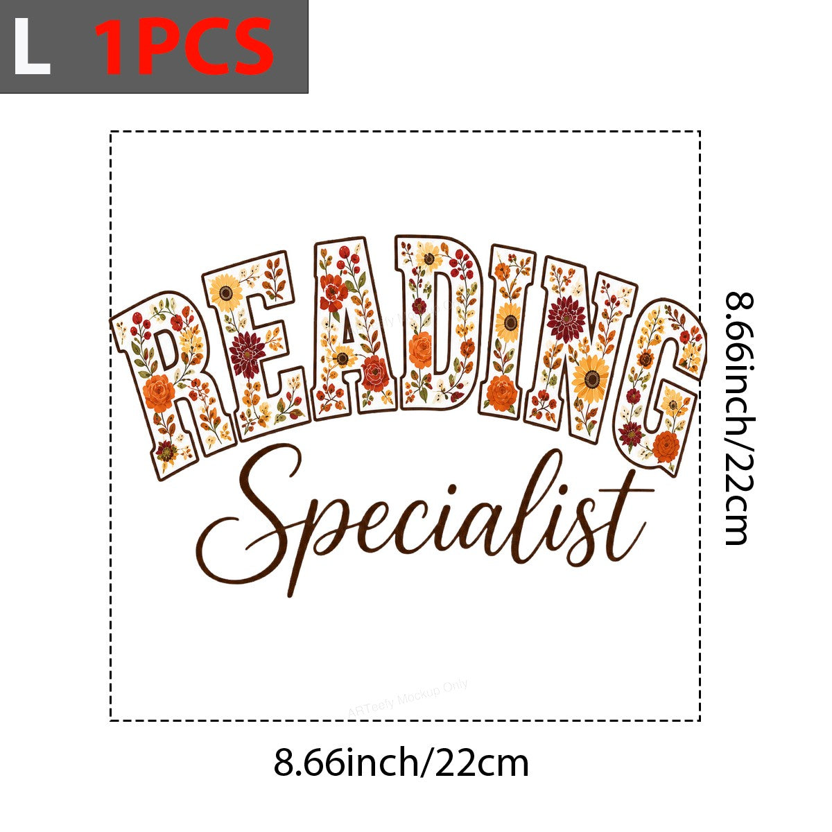 DTF Transfer Reading Specialist Floral Lettering Graphic for Teacher T Shirts Hoodies and Tote Bags - 7