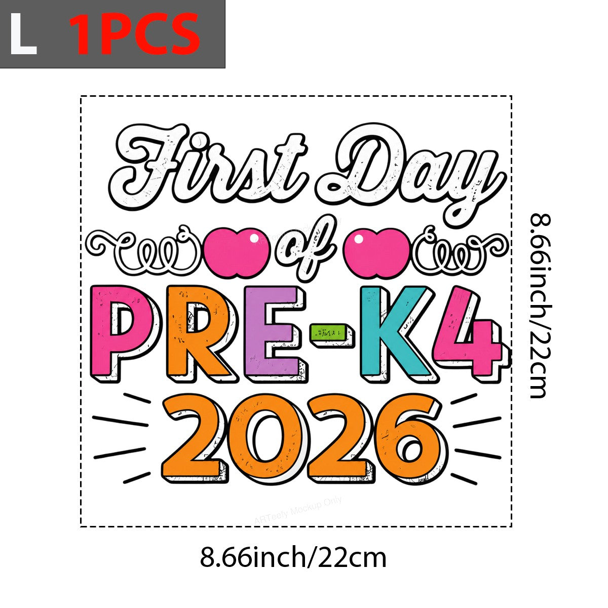 DTF Transfer First Day of Pre K4 2026 Colorful Lettering Graphic for T Shirts Hoodies and School Photo Outfits - 7
