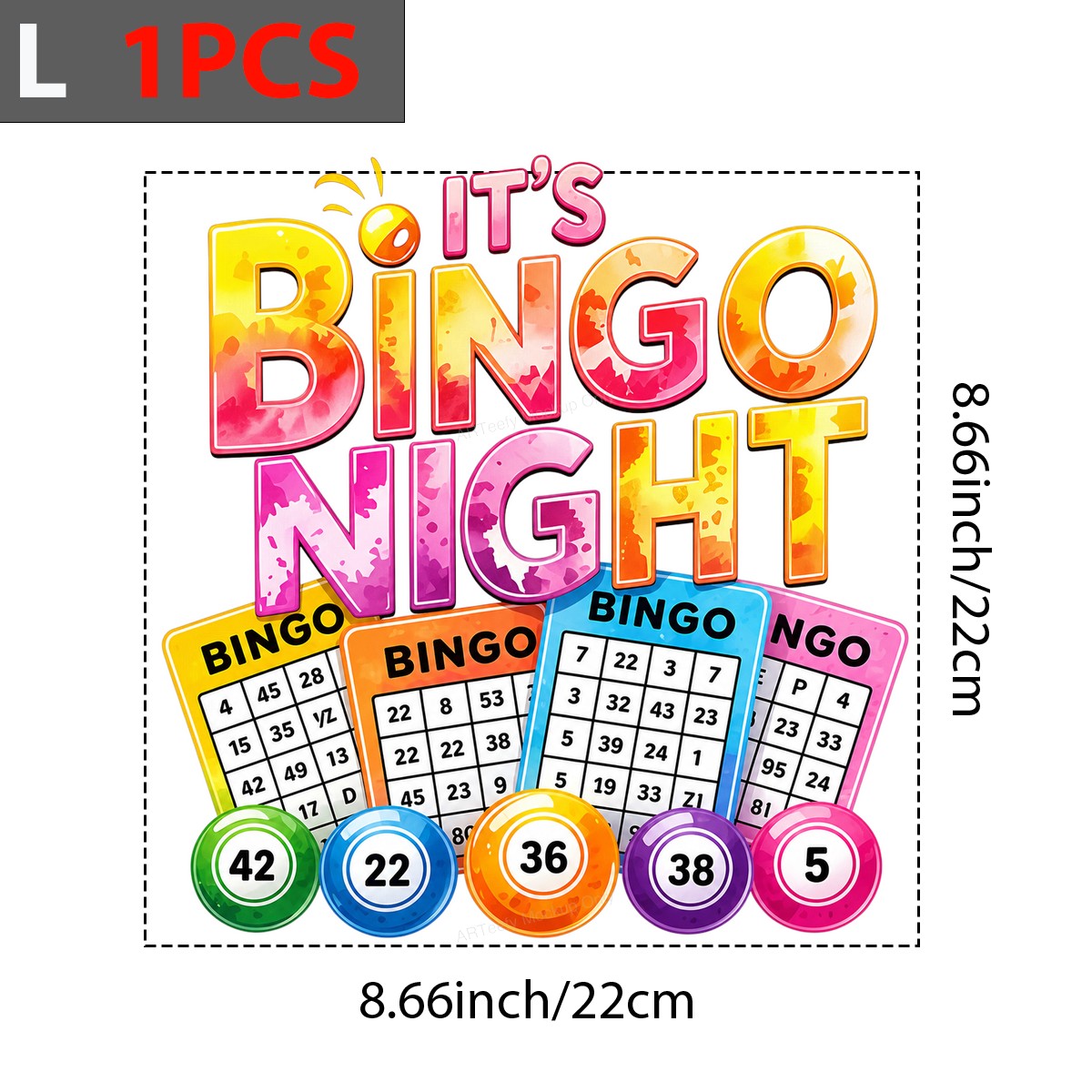 DTF Transfer It’s Bingo Night Quote Colorful Bingo Cards Graphic for T Shirts Hoodies and Game Night Apparel - 7