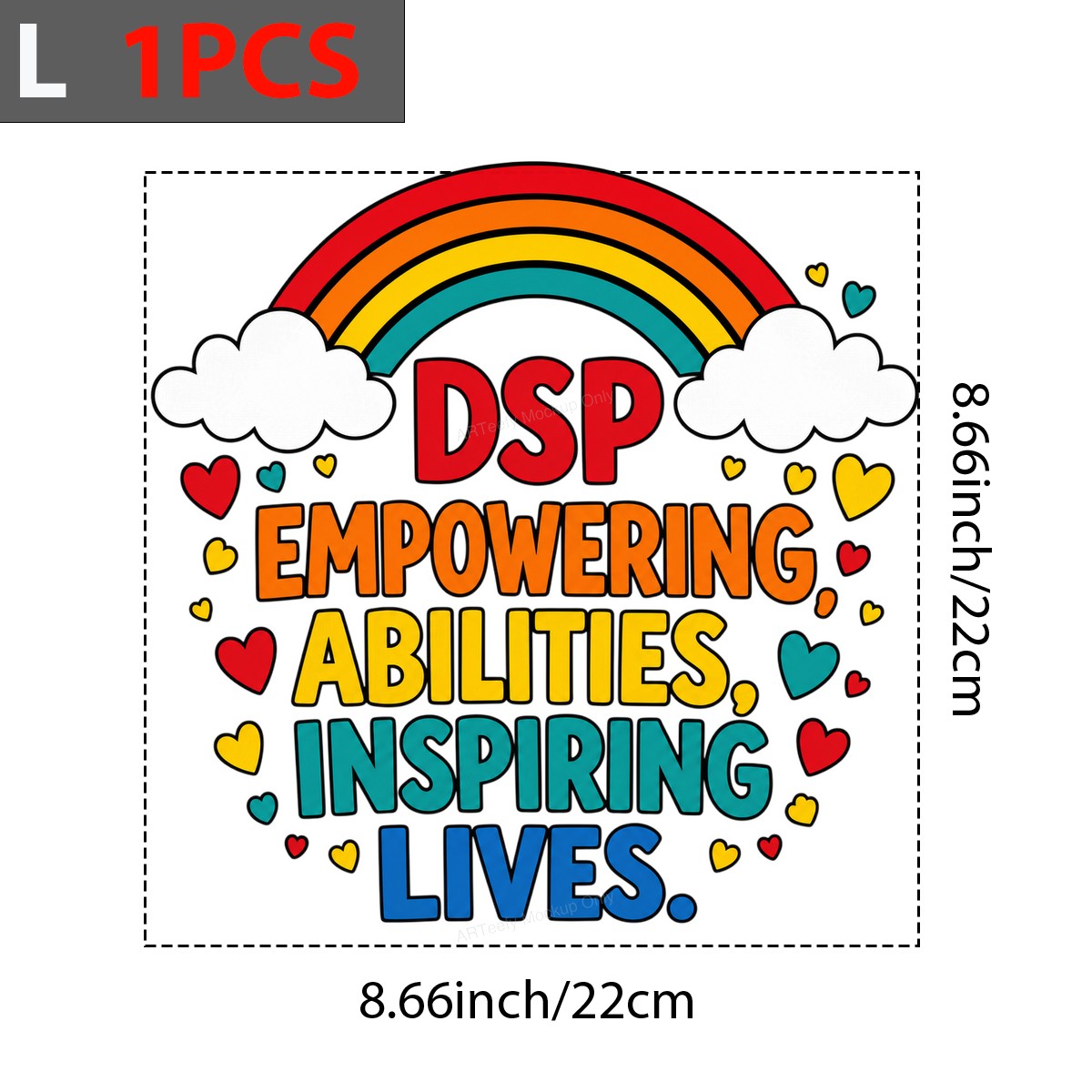 DTF Transfer DSP Empowering Abilities Inspiring Lives Rainbow Heart Graphic for T Shirts Hoodies and Tote Bags - 7