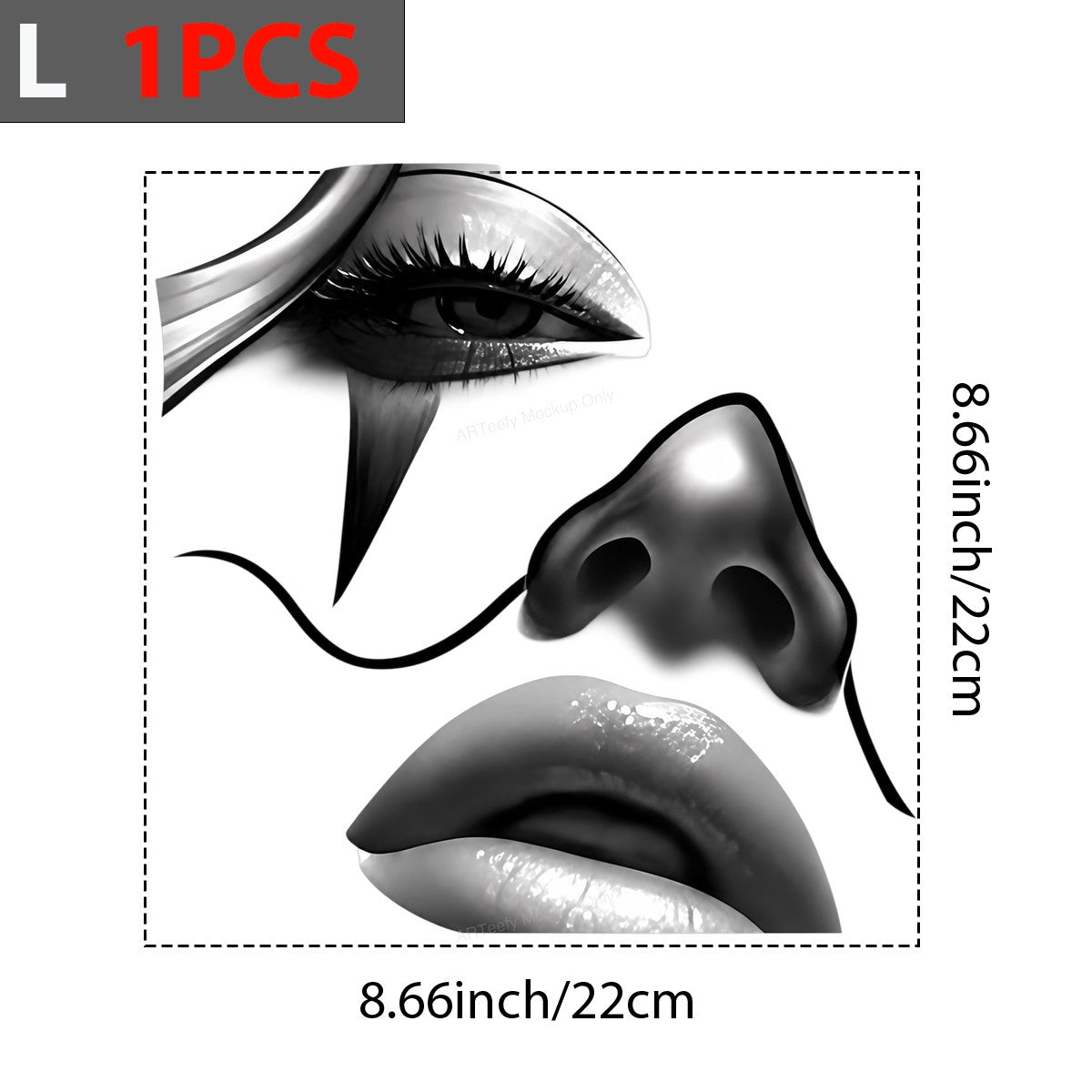 DTF Heat Transfer Abstract Woman Face Black and White Art Graphic for T Shirts Hoodies and Tote Bags - 7