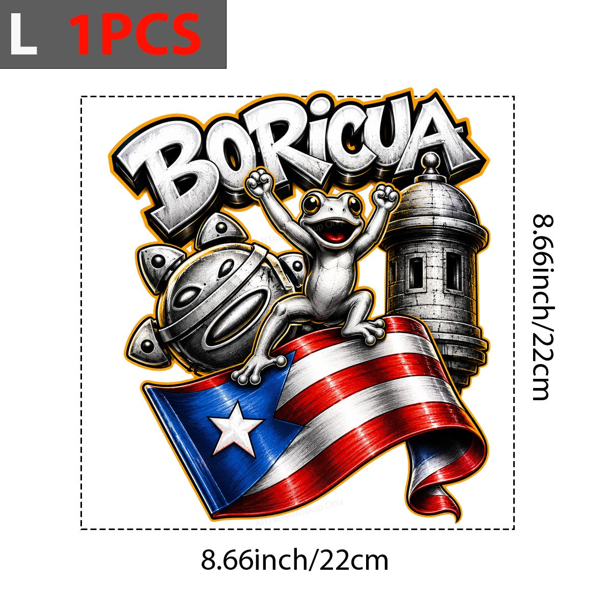 DTF Heat Transfer Boricua Coqui Frog with Puerto Rico Flag Graffiti Style Graphic for T Shirts Hoodies and Tote Bags - 7