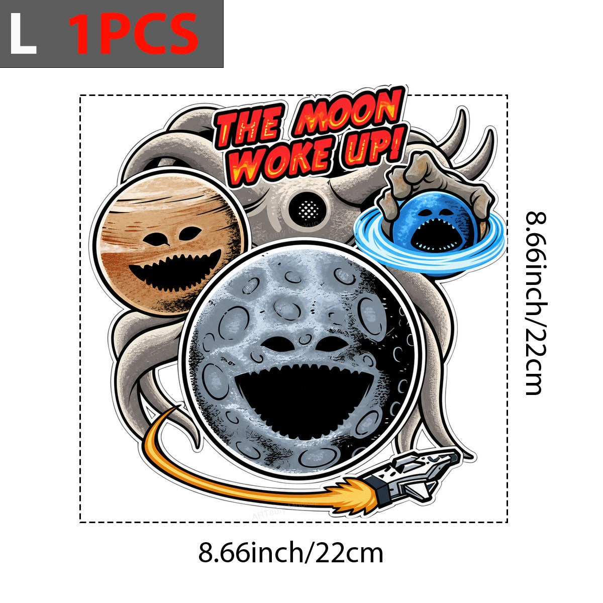 Funny Graphic Transfer The Moon Woke Up Cartoon Planets and Spaceship Design for T Shirts Hoodies and Tote Bags - 7