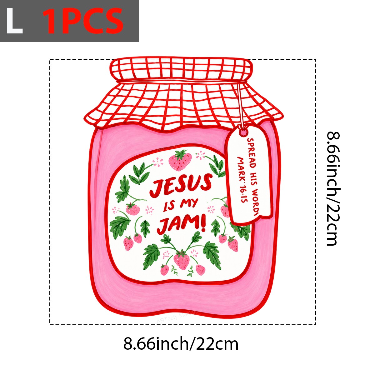 Christian Heat Transfer Jesus Is My Jam Strawberry Jar Graphic for T Shirts Hoodies and Tote Bags - 7