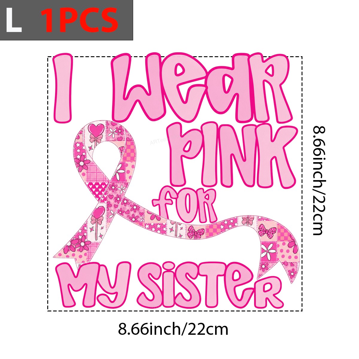 DTF Heat Transfer I Wear Pink For My Sister Ribbon Graphic for T Shirts Hoodies and Tote Bags - 7