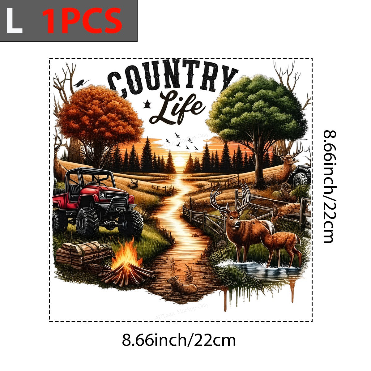 Western Heat Transfer Country Life Deer and ATV Sunset Landscape Graphic for T Shirts Hoodies and Tote Bags - 7