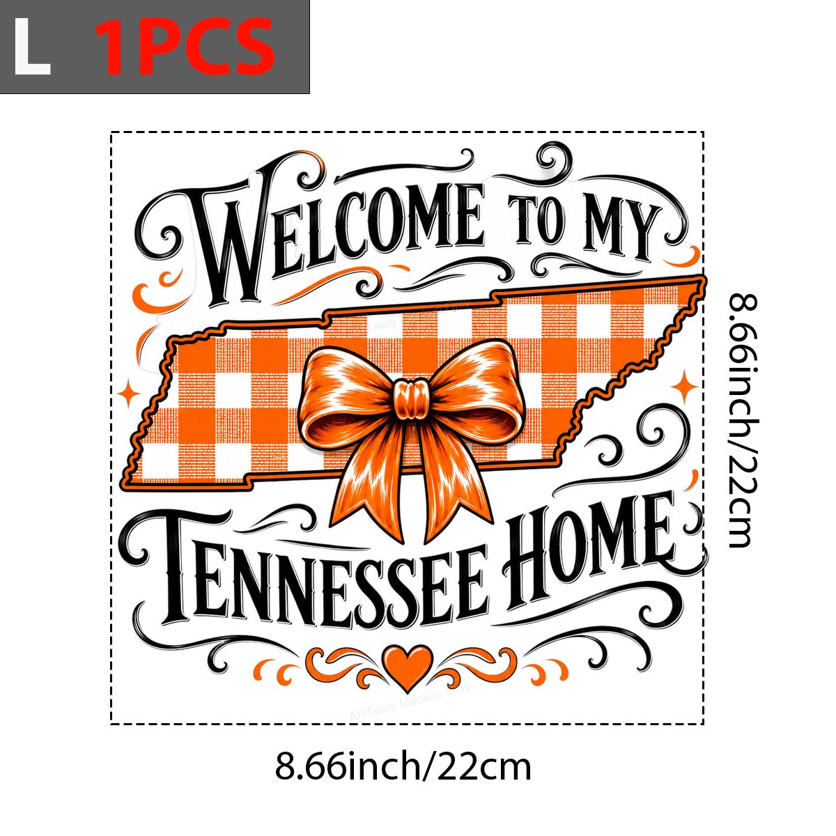 DTF Heat Transfer Welcome To My Tennessee Home Plaid State with Bow Graphic for T Shirts Hoodies and Tote Bags - 7