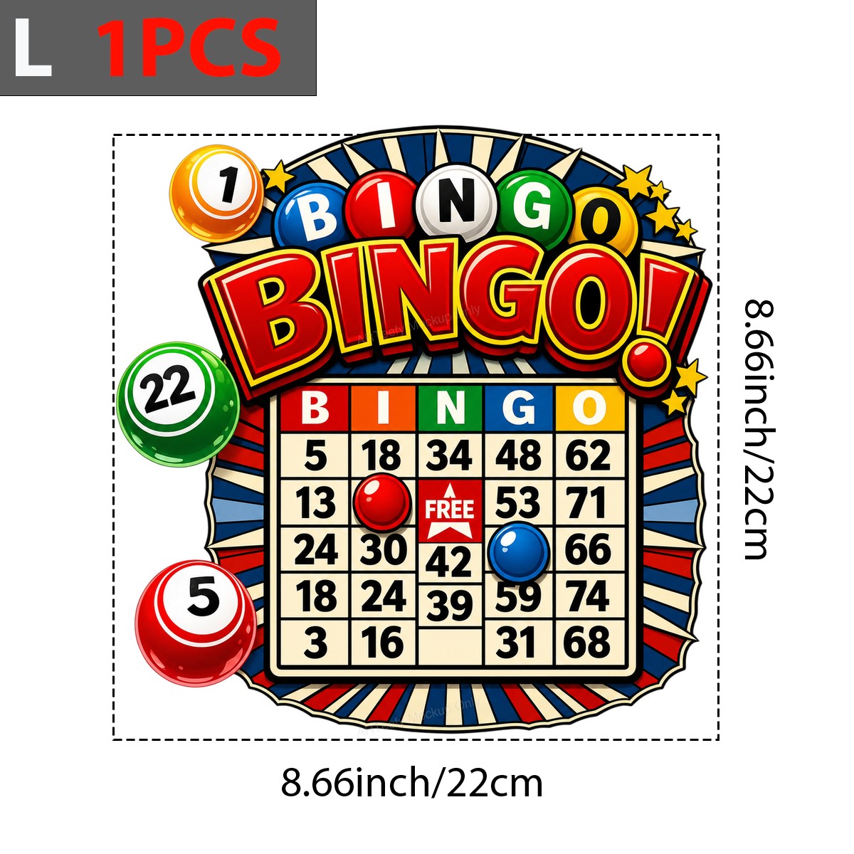 DTF Transfer Bingo Card and Colorful Bingo Balls Graphic for T Shirts Hoodies and Tote Bags - 7