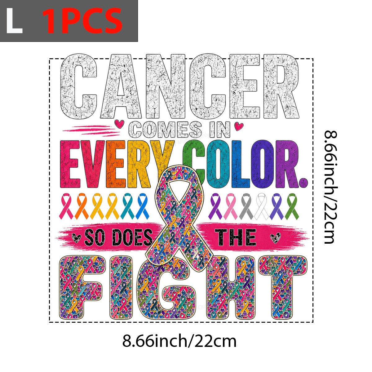 DTF Heat Transfer Cancer Comes In Every Color So Does The Fight Rainbow Ribbon Graphic for T Shirts Hoodies and Awareness Apparel - 7