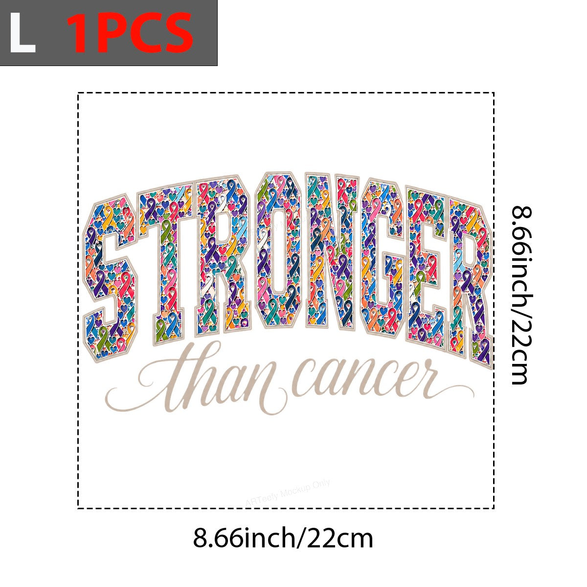 DTF Transfer Stronger Than Cancer Multicolor Awareness Ribbon Lettering Graphic for T Shirts Hoodies and Tote Bags - 7