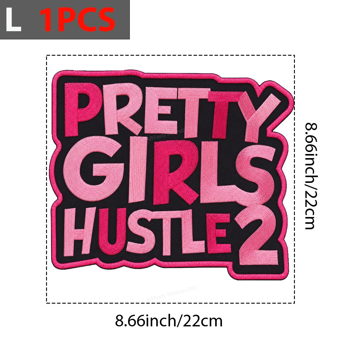 Heat Transfer Patch Pretty Girls Hustle 2 Bold Pink Letter Graphic for T Shirts Hoodies and Tote Bags - 7