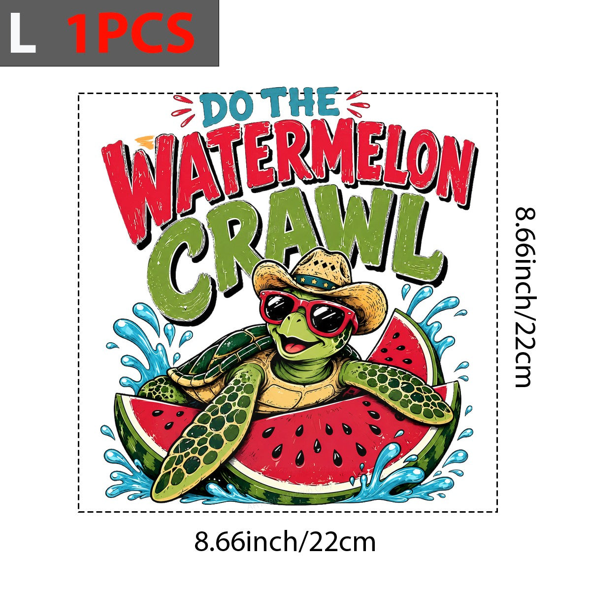 DTF Heat Transfer Do The Watermelon Crawl Turtle on Watermelon Graphic for T Shirts Hoodies and Summer Party Apparel - 7