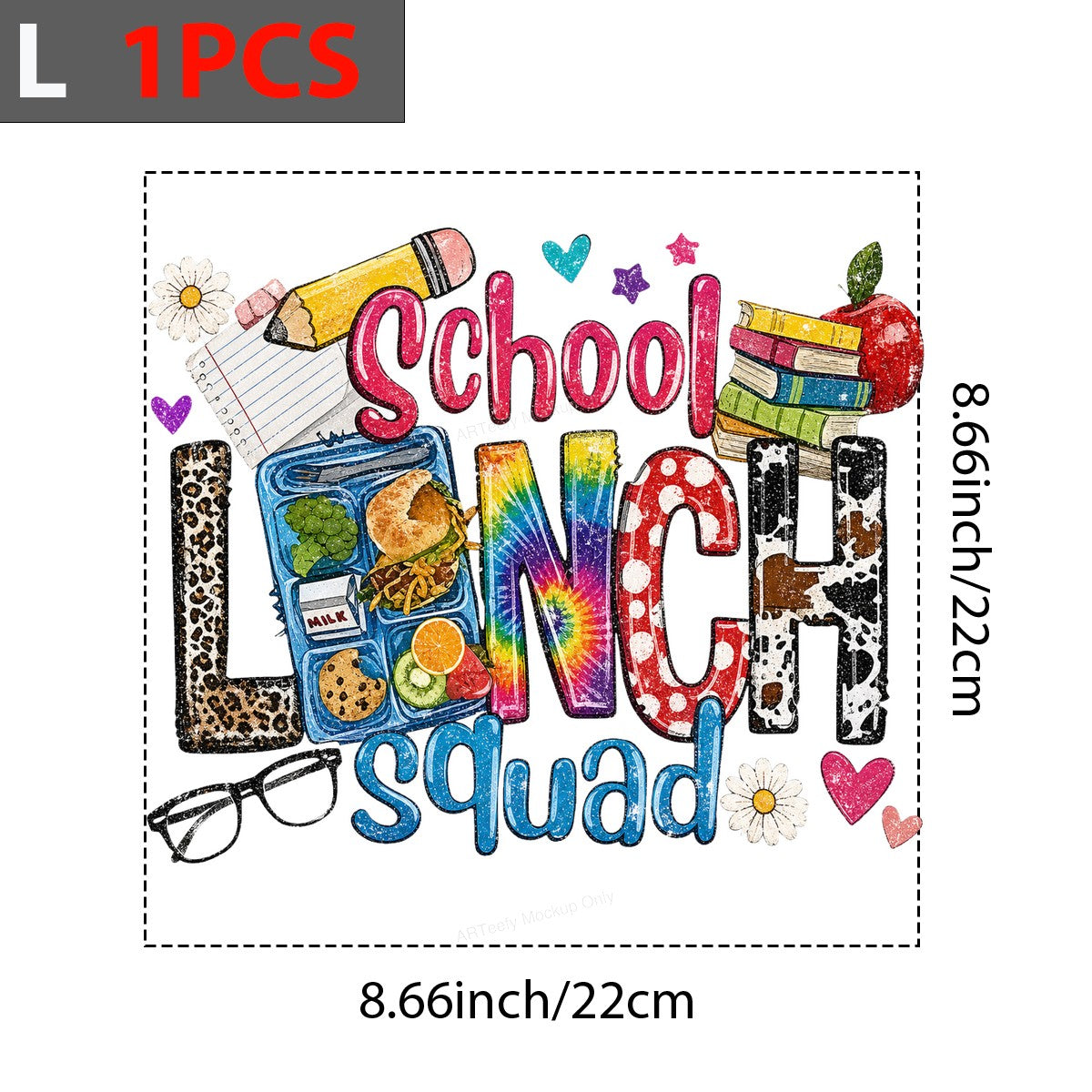 DTF Transfer School Lunch Squad Retro Rainbow Lettering Graphic for Teacher Shirts and Back to School Apparel - 7