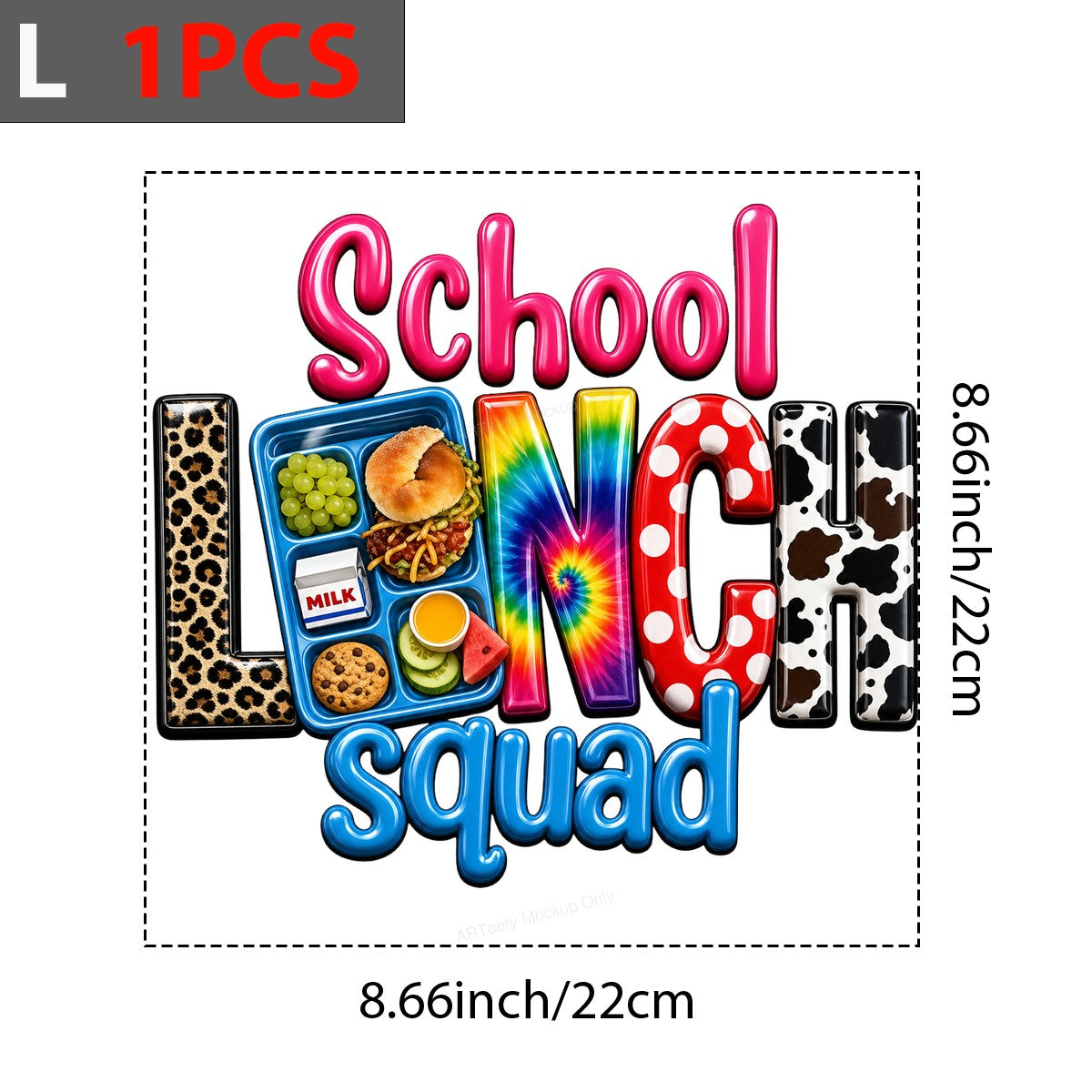 DTF Transfer School Lunch Squad Leopard Tie Dye Cow Print Graphic for T Shirts Hoodies and Tote Bags - 7