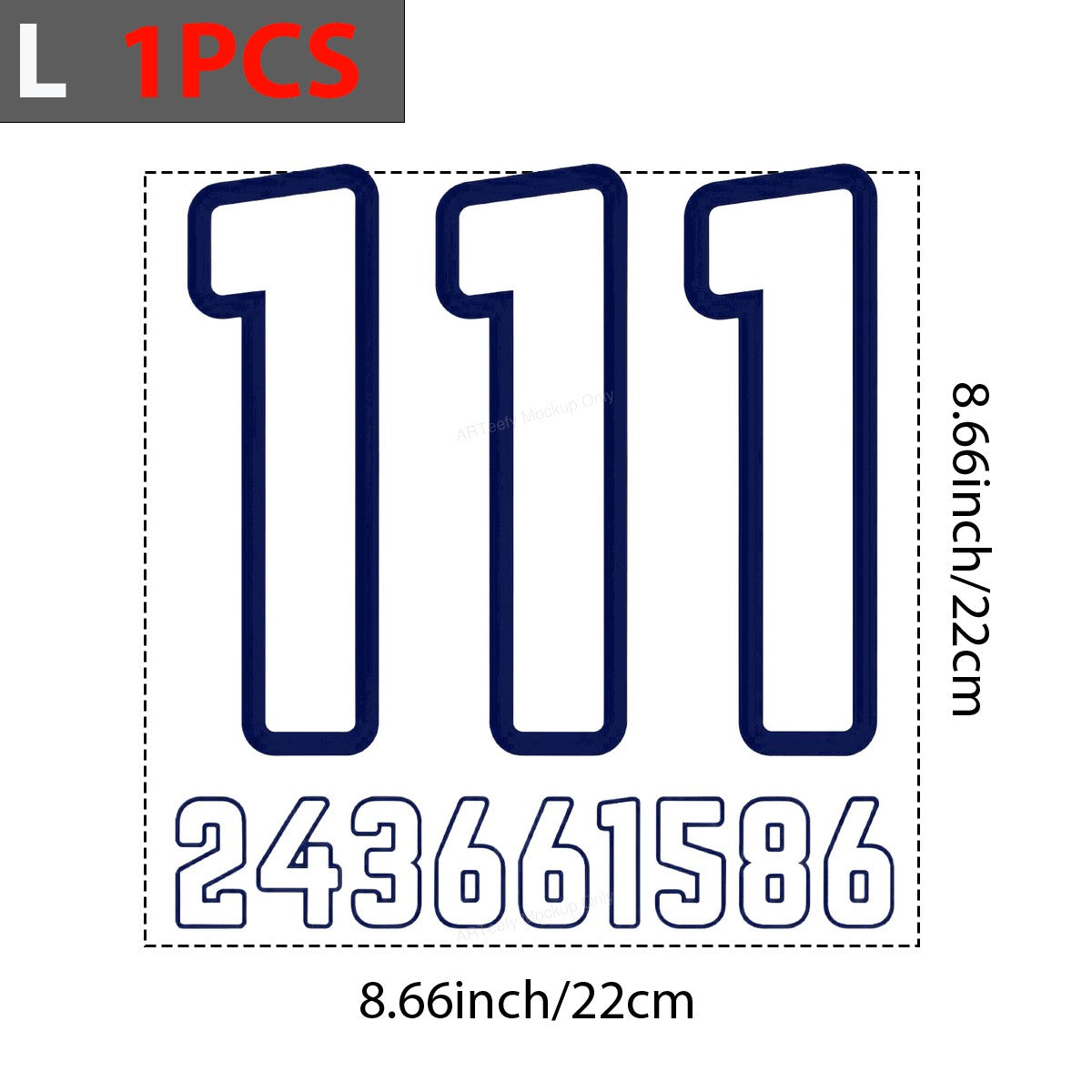 Iron On Transfer Navy Outline Number 111 and Numbers Graphic for Sports Jerseys and Team Apparel - 7