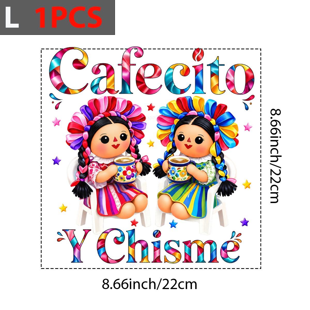 DTF Heat Transfer Cafecito Y Chisme Mexican Doll Graphic for T Shirts Hoodies and Tote Bags - 7