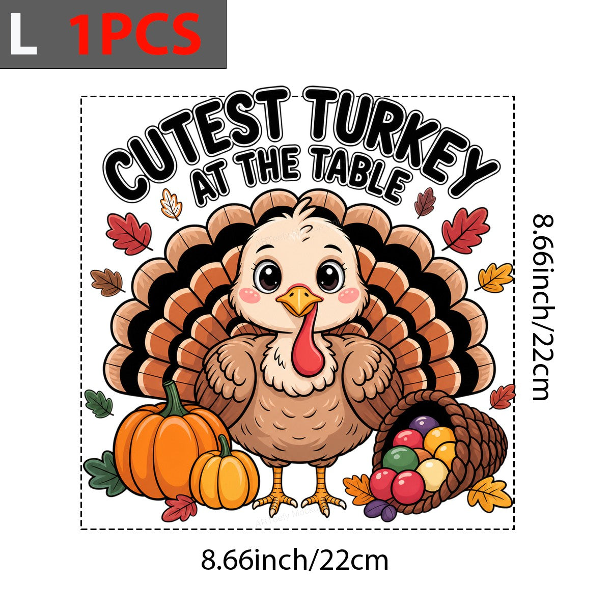 DTF Heat Transfer Cutest Turkey at the Table Cartoon Thanksgiving Graphic for T Shirts Hoodies and Family Holiday Shirts - 7