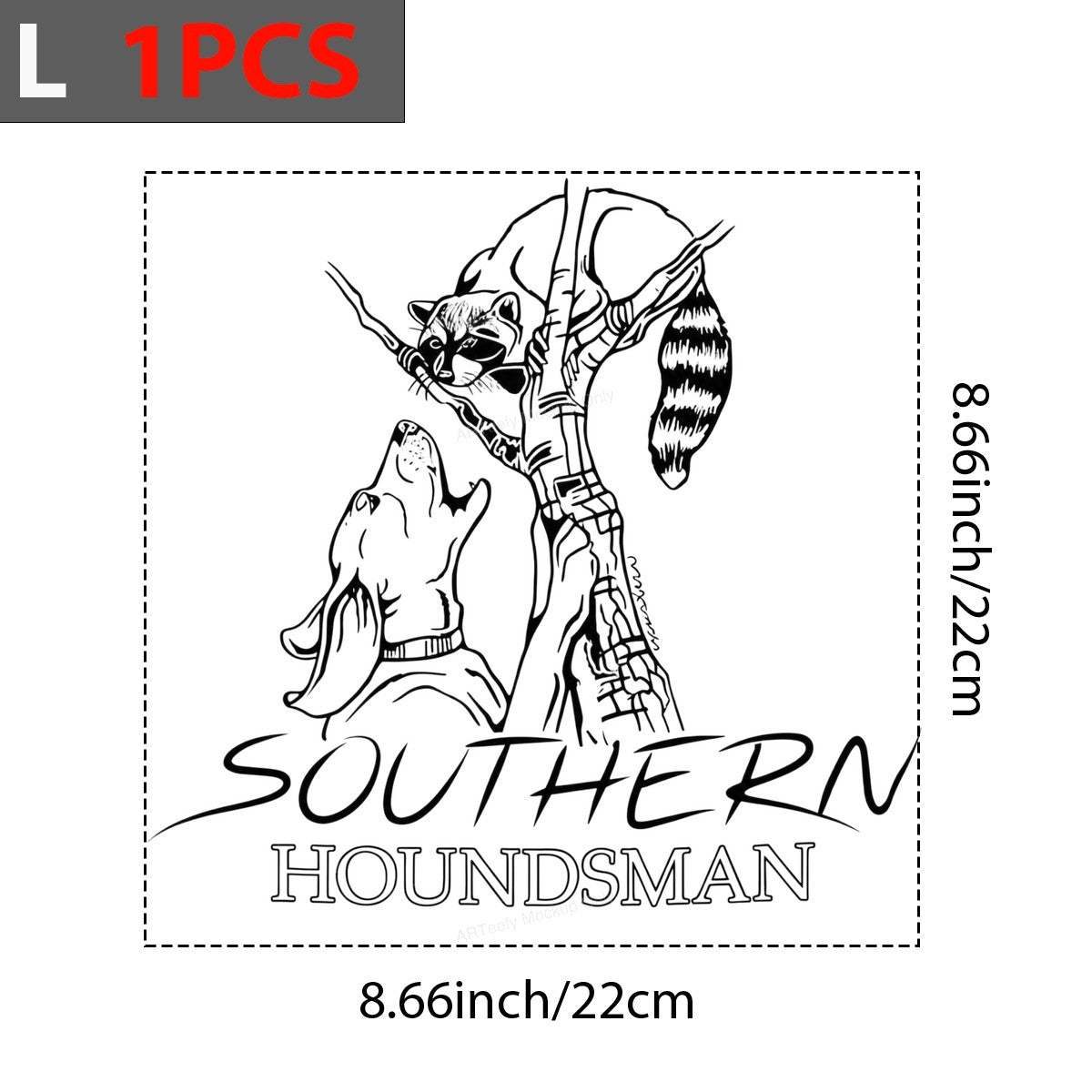 DTF Heat Transfer Southern Houndsman Coon Dog and Raccoon Tree Graphic for T Shirts Hoodies and Hunting Apparel - 7