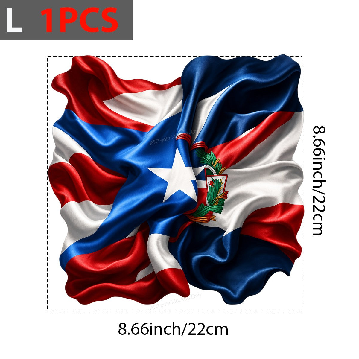 DTF Heat Transfer Puerto Rico Flag with Crest Realistic Waving Fabric Graphic for T Shirts Hoodies and Tote Bags - 7