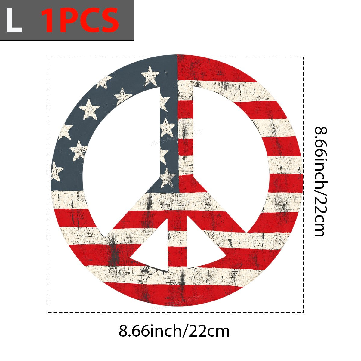 DTF Heat Transfer American Flag Peace Sign Distressed Graphic for T Shirts Hoodies and Tote Bags - 7
