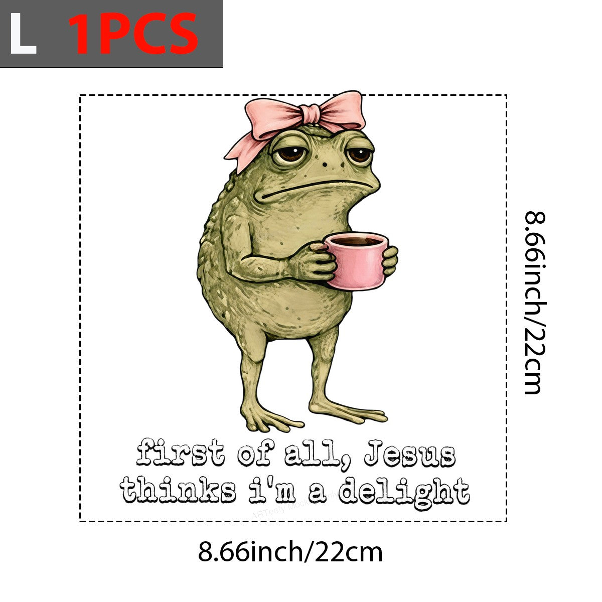 Funny Graphic Transfer Grumpy Frog with Coffee “First of All Jesus Thinks I’m a Delight” Cartoon Design for T Shirts Hoodies and Gifts - 7