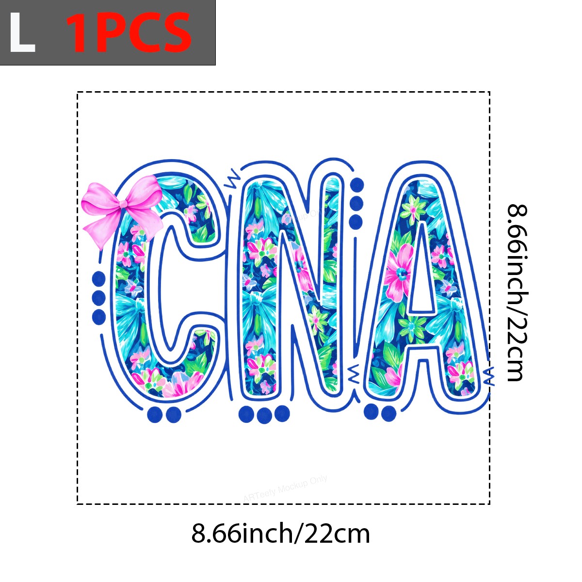 DTF Transfer CNA Floral Letters with Pink Bow Graphic for T Shirts Hoodies and Tote Bags - 7