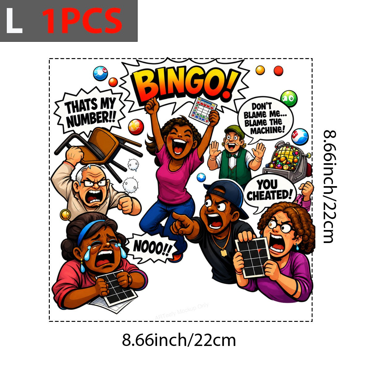 Funny Graphic Transfer Bingo Cartoon Chaos Quote Design for T Shirts Hoodies and Game Night Apparel - 7