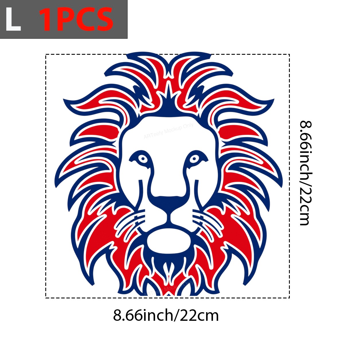 DTF Heat Transfer Bold Red and Blue Lion Head Graphic for T Shirts Hoodies and Tote Bags - 7
