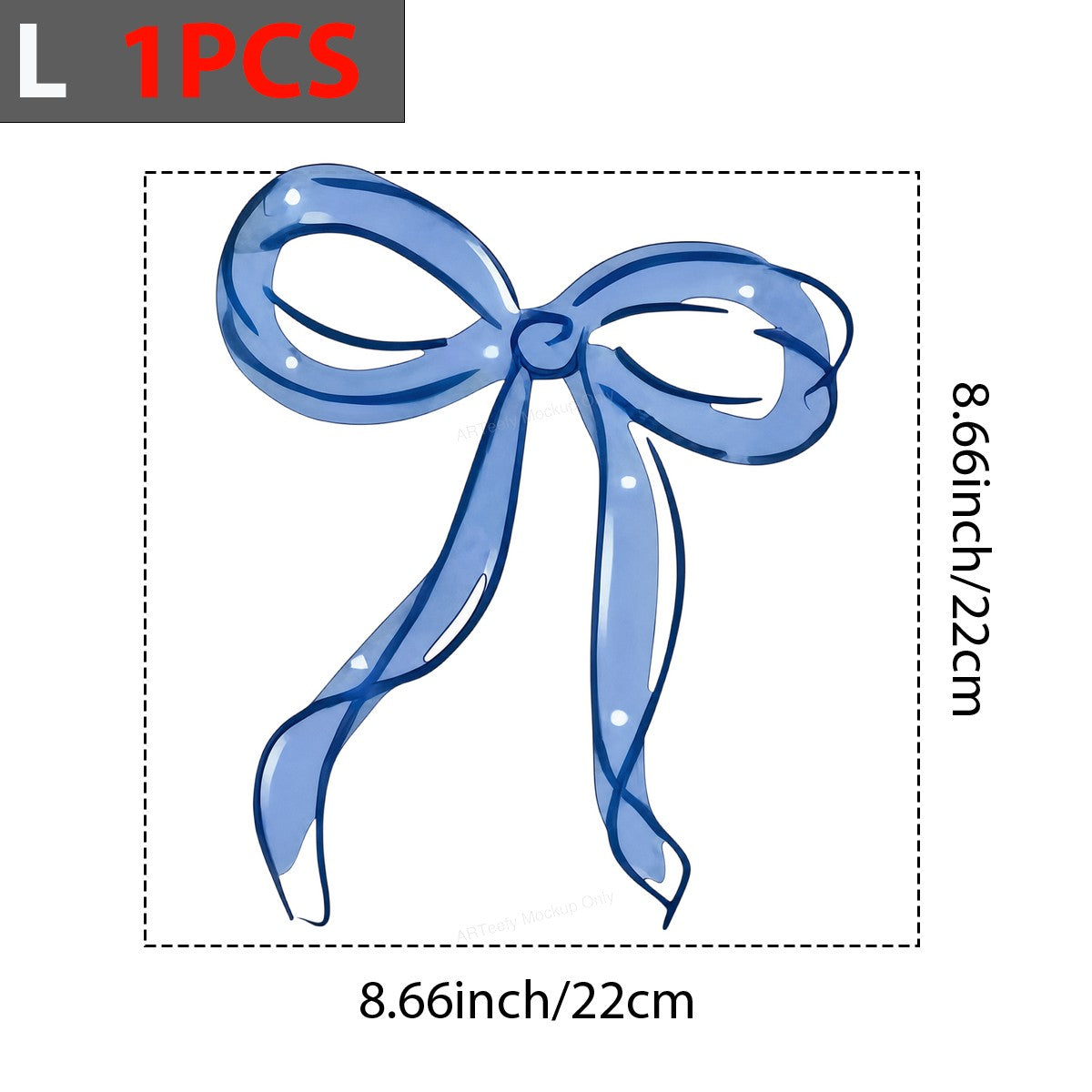 DTF Heat Transfer Pastel Blue Ribbon Bow Watercolor Graphic for T Shirts Hoodies and Tote Bags - 7