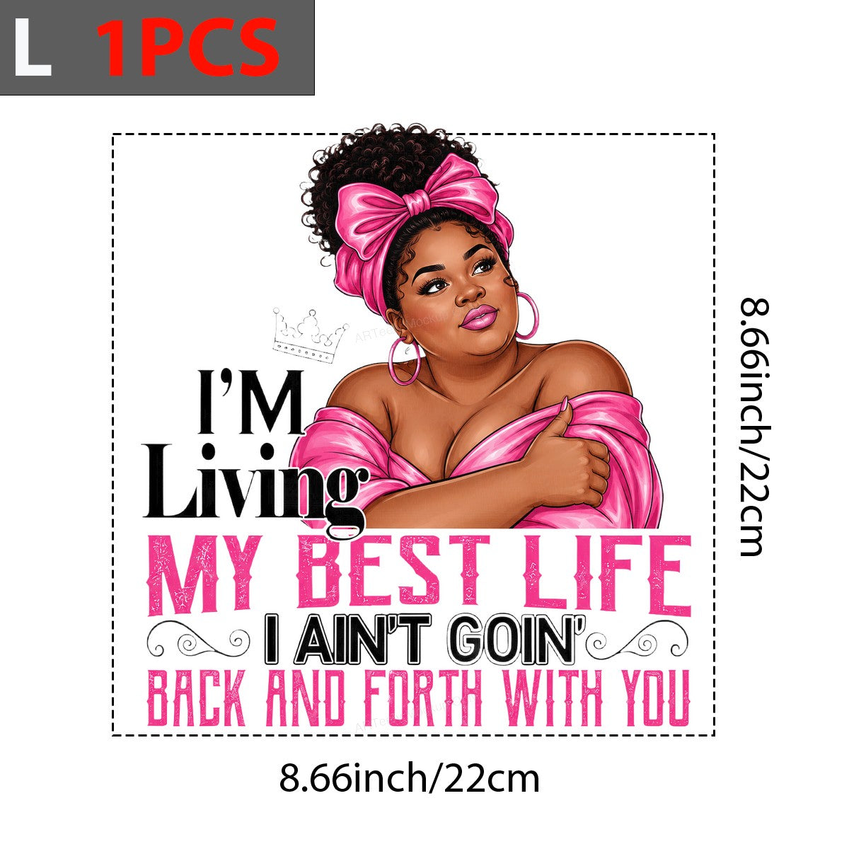 DTF Heat Transfer Living My Best Life Confident Woman in Pink Graphic for T Shirts Hoodies and Tote Bags - 7