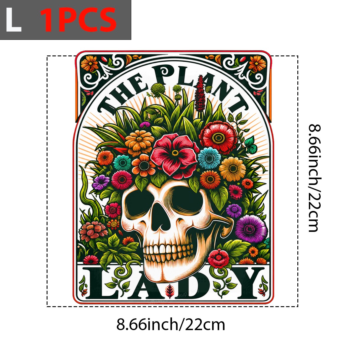 DTF Transfer The Plant Lady Skull with Colorful Floral Hair Graphic for T Shirts Hoodies and Tote Bags - 7