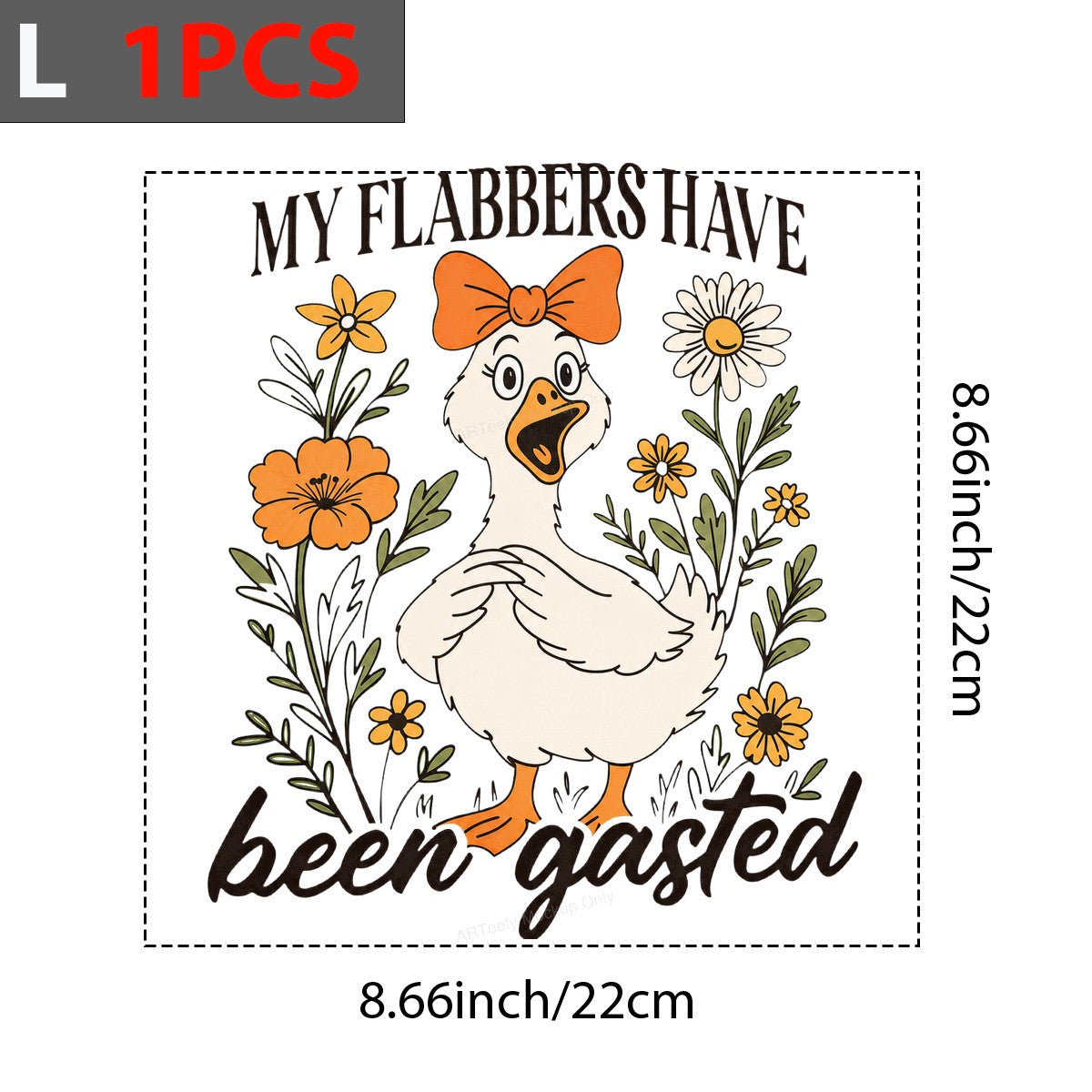 Funny Graphic Transfer “My Flabbers Have Been Gasted” Goose with Flowers Retro Cartoon Design for T Shirts Hoodies and Tote Bags - 7