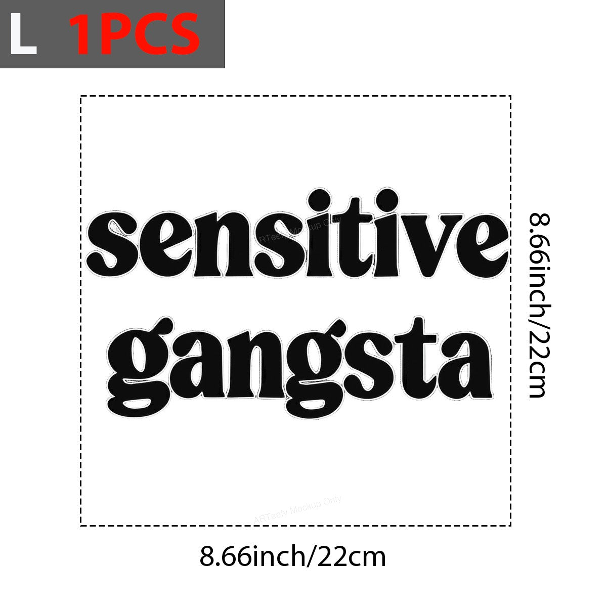 Funny Graphic Transfer “Sensitive Gangsta” Bold Retro Lettering for T Shirts Hoodies and Casual Wear - 7