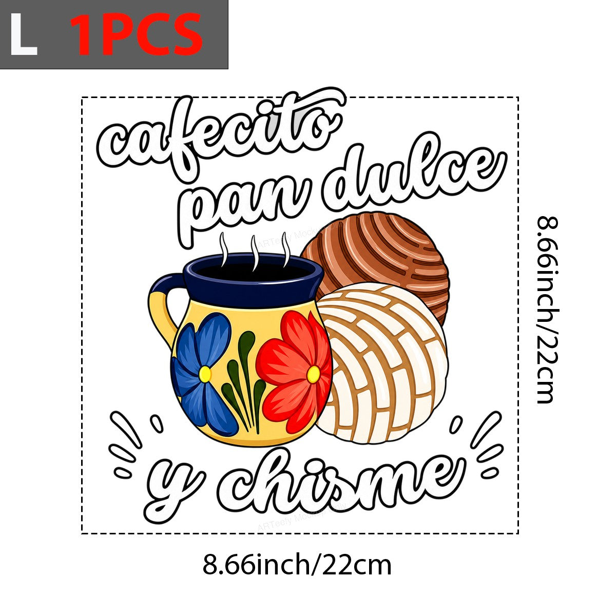 DTF Heat Transfer Cafecito Pan Dulce Y Chisme Mexican Mug Graphic for T Shirts Hoodies and Tote Bags - 7
