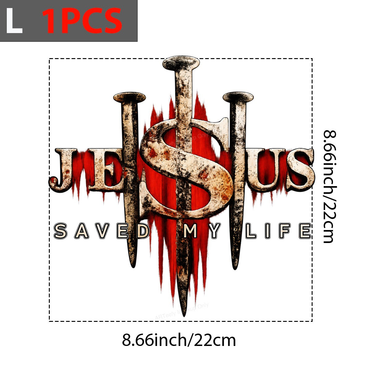 Christian Heat Transfer Jesus Saved My Life Nail Cross Graphic for T Shirts Hoodies and Tote Bags - 7