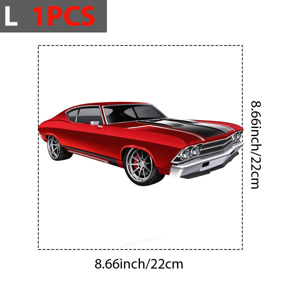 DTF Transfer Red Classic Muscle Car with Racing Stripes Graphic for T Shirts Hoodies and Car Enthusiast Gifts - 7