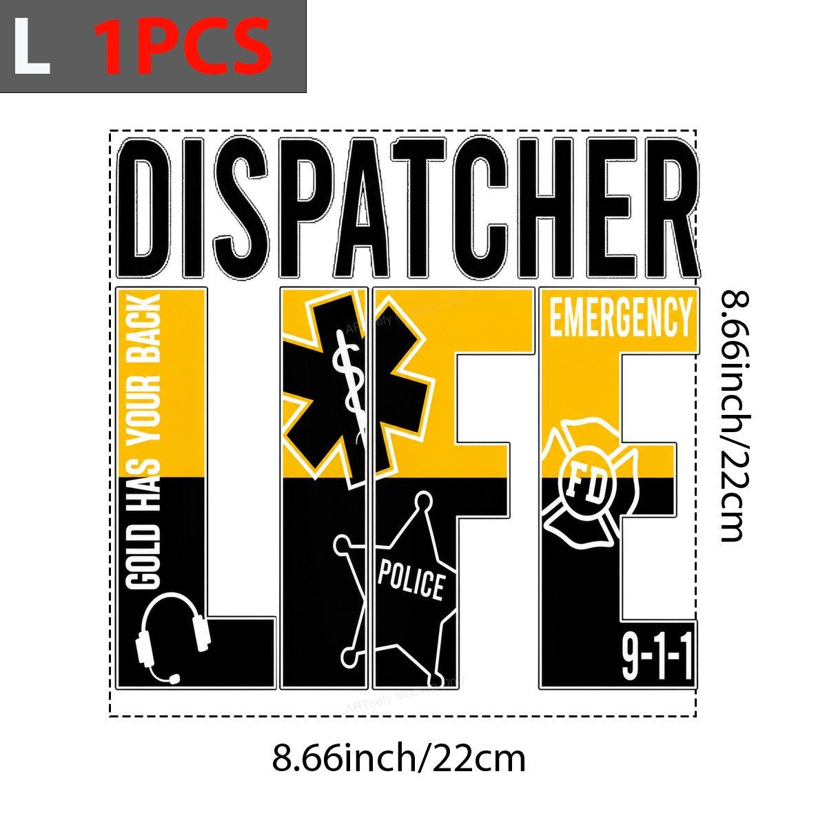 DTF Heat Transfer Dispatcher Life 911 Emergency Services Graphic for T Shirts Hoodies and Work Apparel - 7
